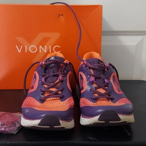 Vionic women's athletic shoes with extra laces, size 10. Purple and orange. - Picture 5 of 6